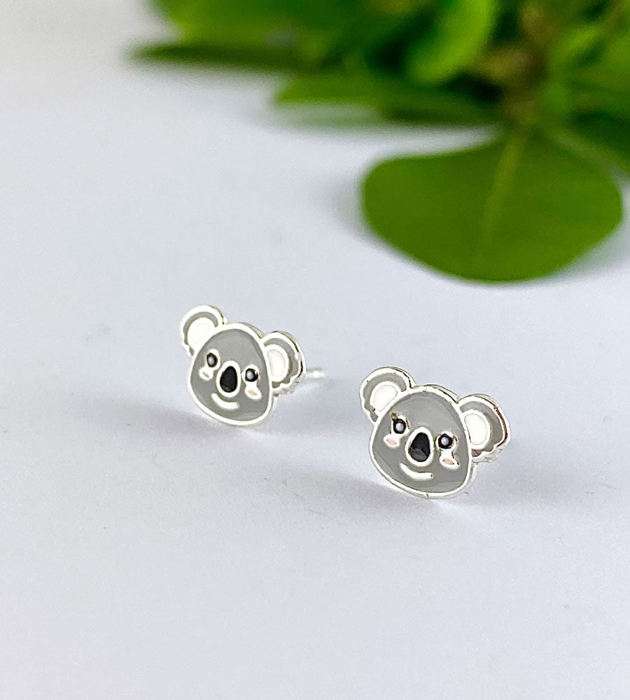 cute sterling silver koala head studs