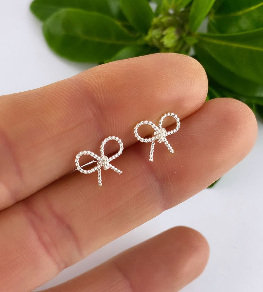 sterling silver rope bow studs