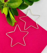 Load image into Gallery viewer, sterling silver large star hoops