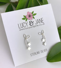 Load image into Gallery viewer, Sterling Silver Bow and Star Earrings