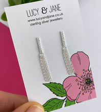 Load image into Gallery viewer, sterling silver tassel earrings on backing card