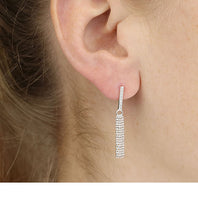 Load image into Gallery viewer, sterling silver tassel earrings on model