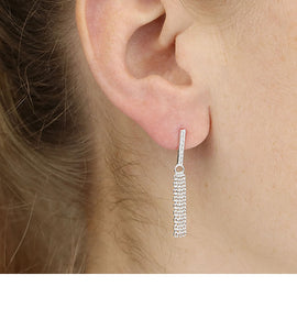 sterling silver tassel earrings on model