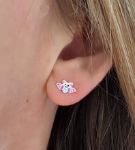 Load image into Gallery viewer, sterling silver cute bat studs in models ear