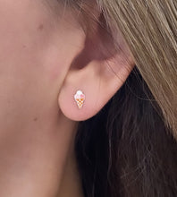 Load image into Gallery viewer, sterling silver small ice cream studs on model&#39;s ear