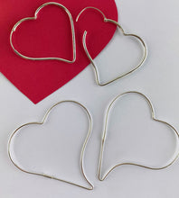 Load image into Gallery viewer, sterling sivler heart shaped hoops - medium and large size heart hoops