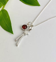 Load image into Gallery viewer, sterling silver January birthstone shooting star necklace