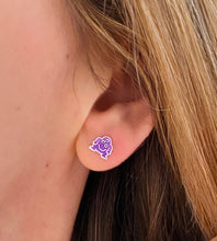 Load image into Gallery viewer, sterling silver monster studs in models ear