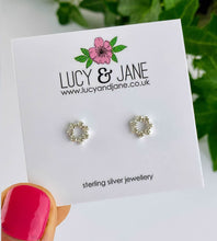 Load image into Gallery viewer, Sterling Silver Sparkle Circle Studs