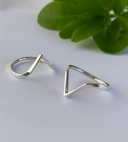 sterling silver wishbone rings with a deep V