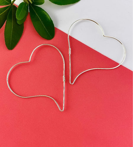 sterling silver large open heart hoops