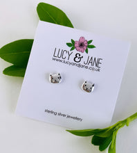 Load image into Gallery viewer, sterling silver cat head studs on a white backing card