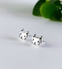Load image into Gallery viewer, very cute sterling silver cat head studs for children