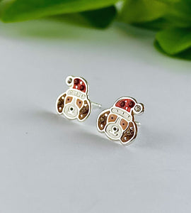 sterling silver christmas dog studs for kids