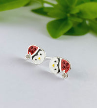 Load image into Gallery viewer, sterling silver penguin Christmas earrings