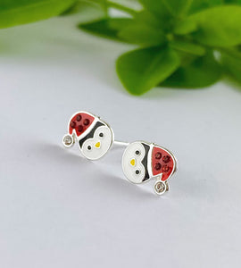 sterling silver penguin Christmas earrings