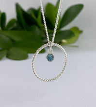 Load image into Gallery viewer, sterling silver circle birthstone necklace - choose your birthstone.