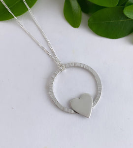 Sterling Silver Circle Heart Necklace