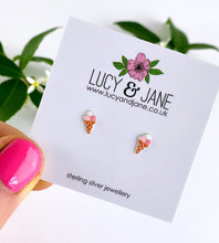 Load image into Gallery viewer, super cute sterling silver ice cream stud earrings for children