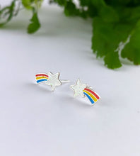 Load image into Gallery viewer, colourful sterling silver shooting star earrings
