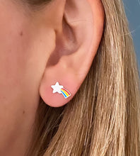 Load image into Gallery viewer, Sterling Silver Rainbow Shooting Star Studs