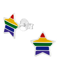 Load image into Gallery viewer, sterling silver rainbow star earrings