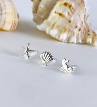 Load image into Gallery viewer, sterling silver sea creatures set of 3 mismatched studs.
