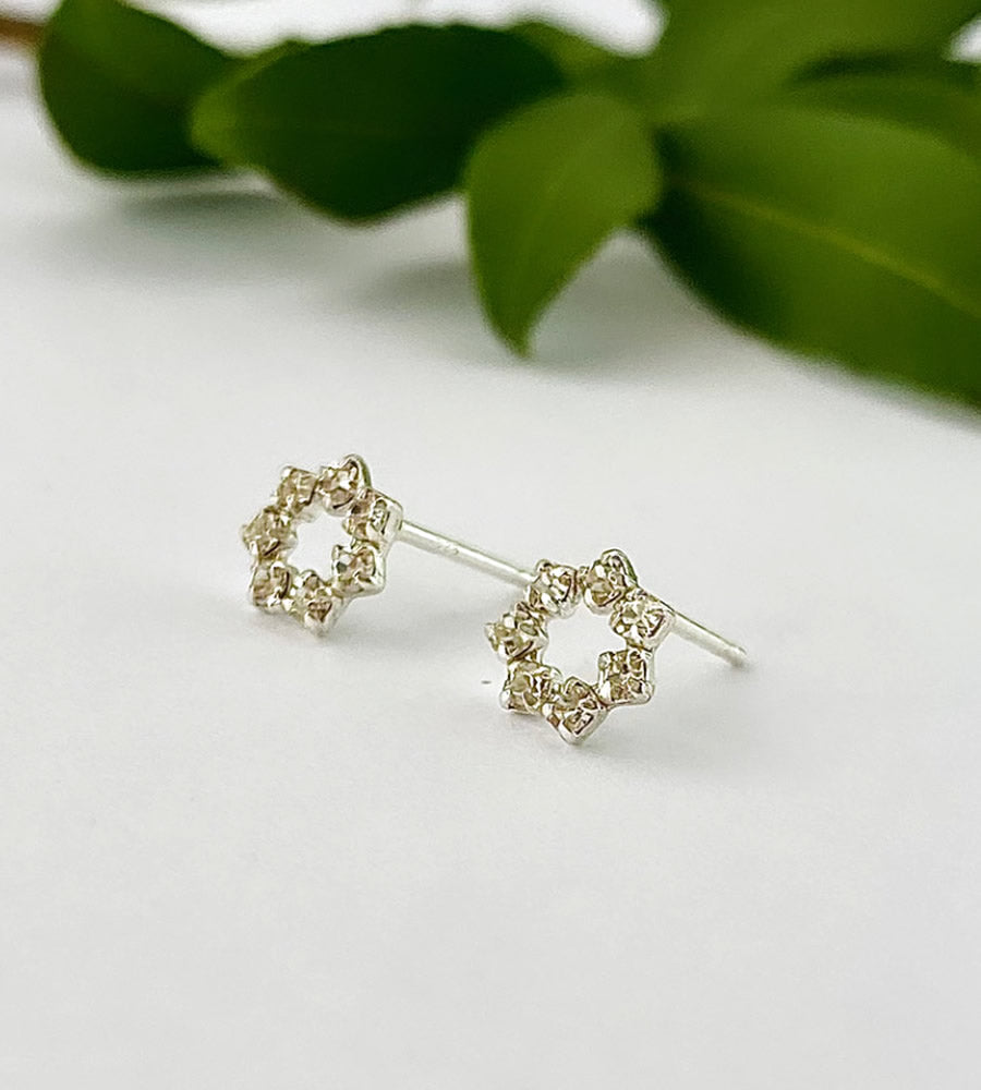 sparkly circle earrings that are sterling silver