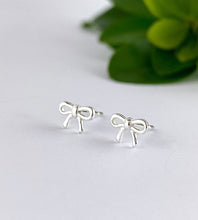 Load image into Gallery viewer, Sterling Silver Tiny Bow Studs