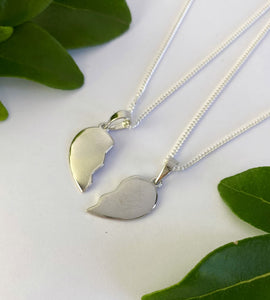 sterling silver two halves of a heart necklaces