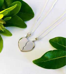 sterling silver two halves heart necklaces