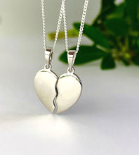 Load image into Gallery viewer, Two Sterling Silver Mother and Daughter split Heart Necklaces