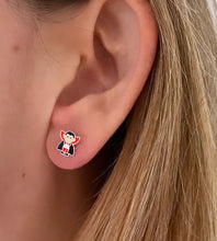 Load image into Gallery viewer, sterling silver vampire studs on model