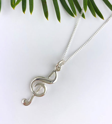 LAST ONE! - Sterling Silver Treble Clef Music Necklace