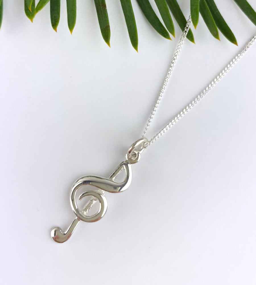 LAST ONE! - Sterling Silver Treble Clef Music Necklace