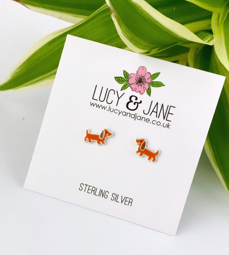 Sterling silver dachshund on sale earrings